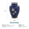 Flowers of Peace Cremation Urn for Ashes, Brass, Blue Urn,
