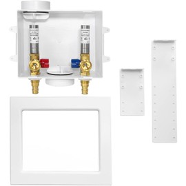 Seelink Washing Machine Outlet Box, Center Drain/Side Drain, 1/2 Inch Pex-A Inlet x 3/4 Inch MHT Outlet Connection, Laundry Washer Valve Outlet Box, with Stainless Steel Water Hammer Arrestor