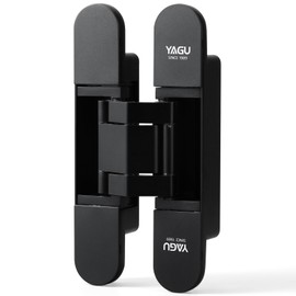 YAGU 6.5 inch Hidden Door Hinge 3 Way Adjustable Invisible Hinges for Doors Zinc Alloy Secret Door Hinges Concealed Door Butt Hinge 180 Degree Swing Black Door Hinge 1PC