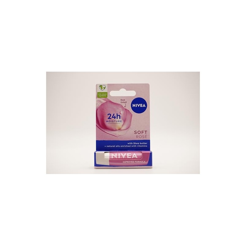 NIVEA Lip Balm Soft Rosé, Protective Lip Moisturiser with Rose