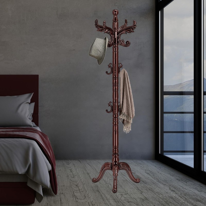 Snaikor Wooden Coat Rack Stand Sturdy Triangle Base, Natural Birch