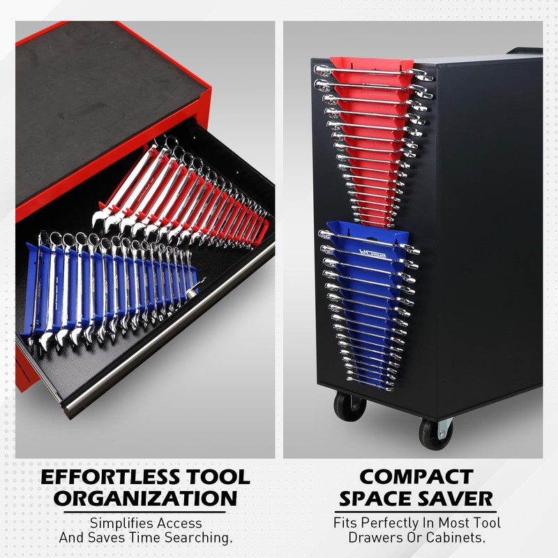 2-Pack Magnetic Wrench Organizer, 32-Slot Premium Wrench Rack Holder Tool
