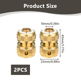 Ksywydu 2 Pcs Brass Hose Connector, Hose End Quick Connector Metal, Quick Connect Fittings 1/2" Water Pipe, Brass Hose End for Gardening, Home Watering, Car Washing, Easy Attach & Detach