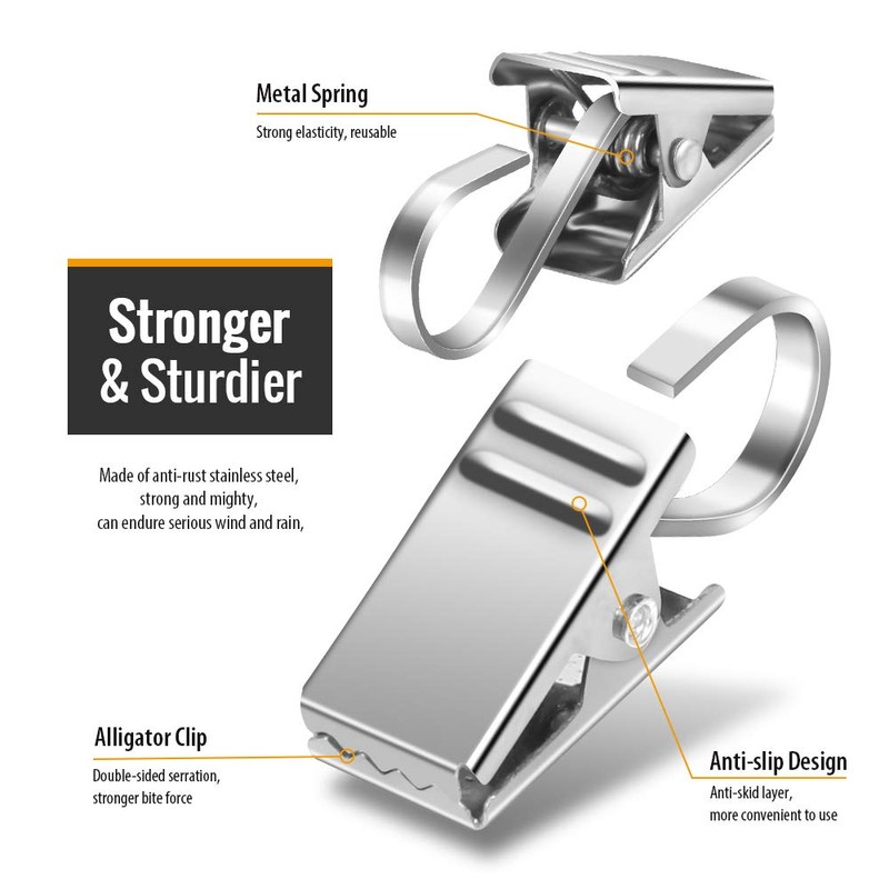 Teenitor 25 Pack Curtain Clips for Hanging Curtain Hooks, Stainless