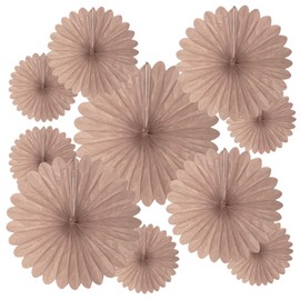 20 Pcs Brown Hanging Paper Fan, Round Paper Fans Decorations Set for Weddings, Birthdays, Engagement, Bridal Shower, Baby Shower Event, Graduation, Party Supplies Decor