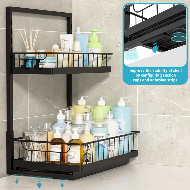 WOWBOX 2 Pack Under Sink Organizer 2 Tier Slide Out