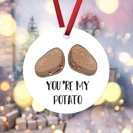 Christmas Ceramic Ornaments,You're My Potato OrnamentFunny 2020 Christmas Ornaments Cordless Fruit Religious for Christening