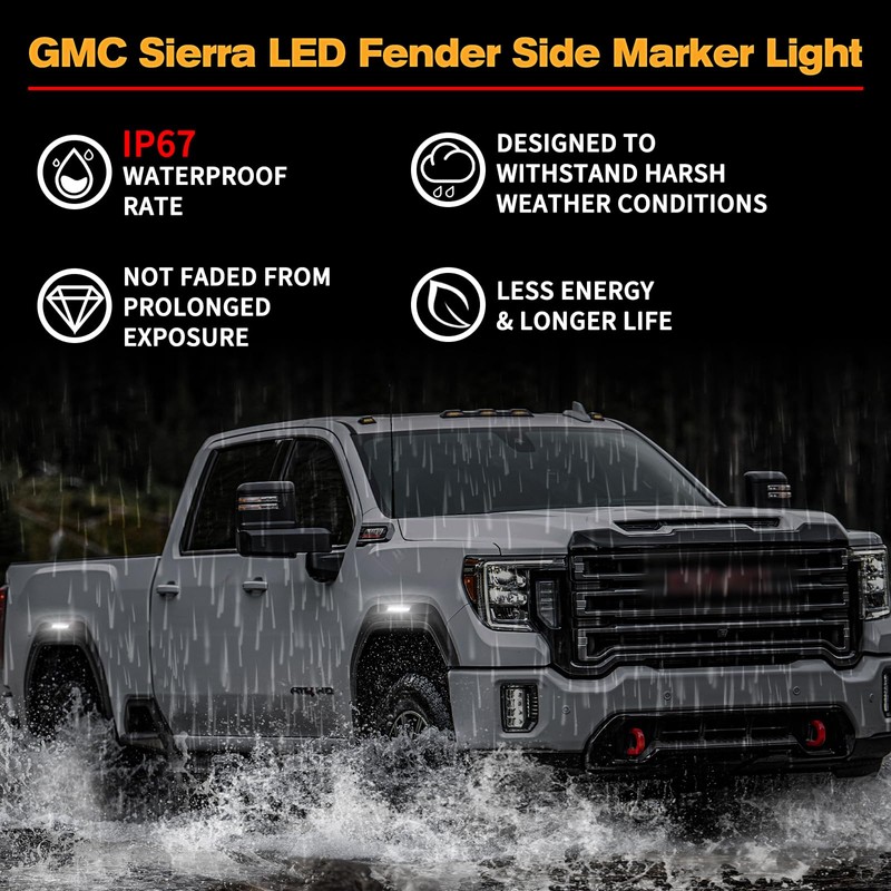 POPMOTORZ 4PCS LED Fender Side Marker Light for 2020-2023 GMC