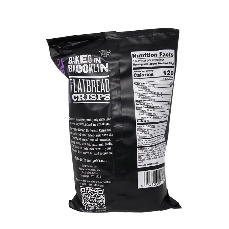 Baked In Brooklyn Flatbread Crisps,The Works, 6 Ounce