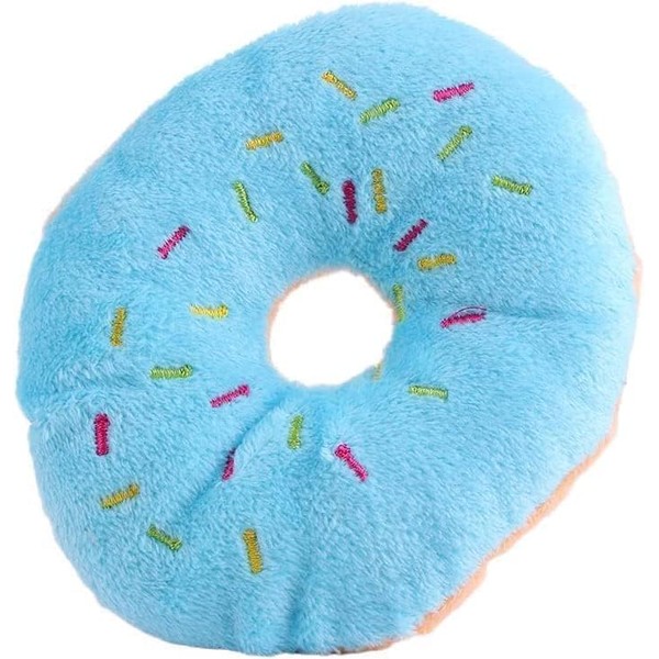 Wyjuan 1Pc Donut Shape Plush Blue Pet Toy,Lovely Donut Shaped