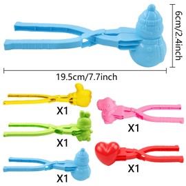 JOKILY Pack of 5 Snowball Shaper, Snowball Clip, Winter Snowball Maker, Plastic Sandball Maker, Winter Snowball Shape Toy, Winter Outdoor Toy for Snowball Fight Games (D)