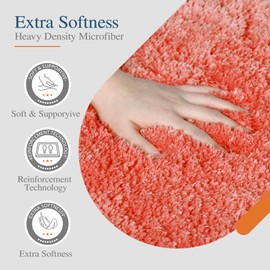 Walensee Bathroom Rug Non Slip Bath Mat for Bathroom (16 x 24, Iiving Coral) Water Absorbent Soft Microfiber Shaggy Bathroom Mat Machine Washable Bath Rug for Bathroom Thick Plush Rugs for Shower