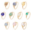 UNICRAFTALE 10Pcs 10 Styles Chakra Crystal Rings Adjustable Gemstone Rings