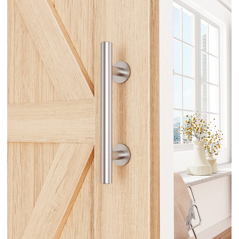 ZEKOO 12'' Sliding Barn Door Handle Hardware Two-Side Design Brushed