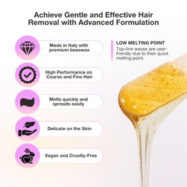 Curacoro Italian Hard Wax Beans – 200g Skin-Friendly Waxing Beads for Full Body Hair Removal (Face, Brazilian, Bikini, Legs, Underarms) for Women & Men, Honey Scented, Made in Italy