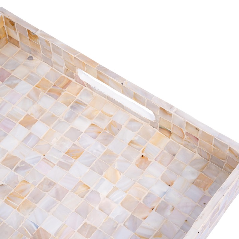 PEMAR 12.2" Square Serving Tray Mother of Pearl Nacre Wood
