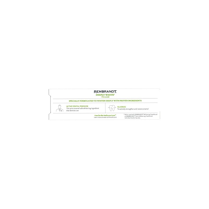 Rembrandt Deeply White + Peroxide Whitening Toothpaste, Peppermint Flavor, 3.5-Ounce