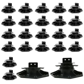 24Pack Adjustable Deck Support Pedestal, Plastic Adjustable Deck Foundation Base, Height Adjustment Raising from 1-3/16" to 2-3/8", Black