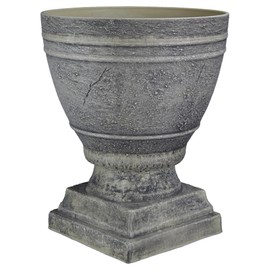 Classic Home and Garden Spartan Urn Planter - Timeless Plant Urn for Floral Displays - Durable Indoor & Outdoor Plastic Garden Planters (14”, Ivory Ash)