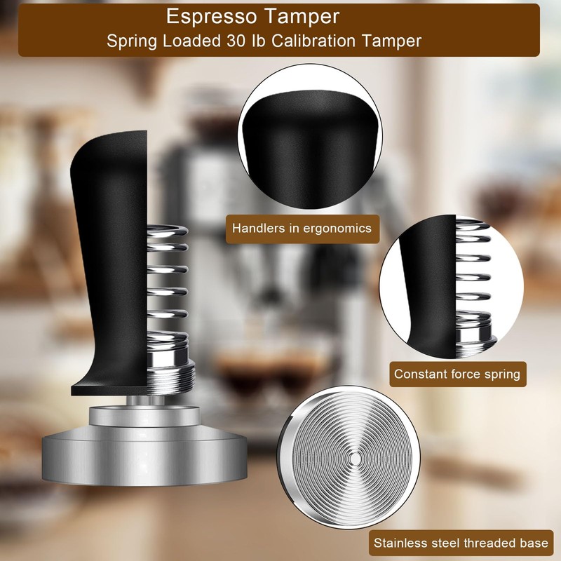 6 PCS Espresso Tools Set,Espresso Tamper,Coffee Distributor,Puck Screen,Dosing Funnel,Coffee Brush