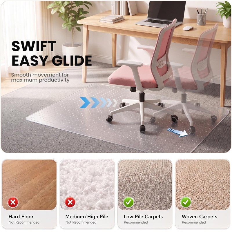 Office Chair Mat for Carpet Floors, 30" x 48", for