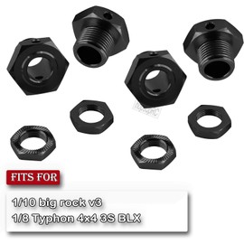 hopsupRC Upgrades Part for 1/8 Typhon 4x4 3S BLX 1/10 Big Rock v3,Aluminum Wheel Nut & Wheel Hex & Splines Wheel Wrench Hops Up,Black