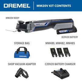 Dremel 20V Max Cordless Oscillating 1 Battery Tool Kit with 5 Accessories (Renewed)