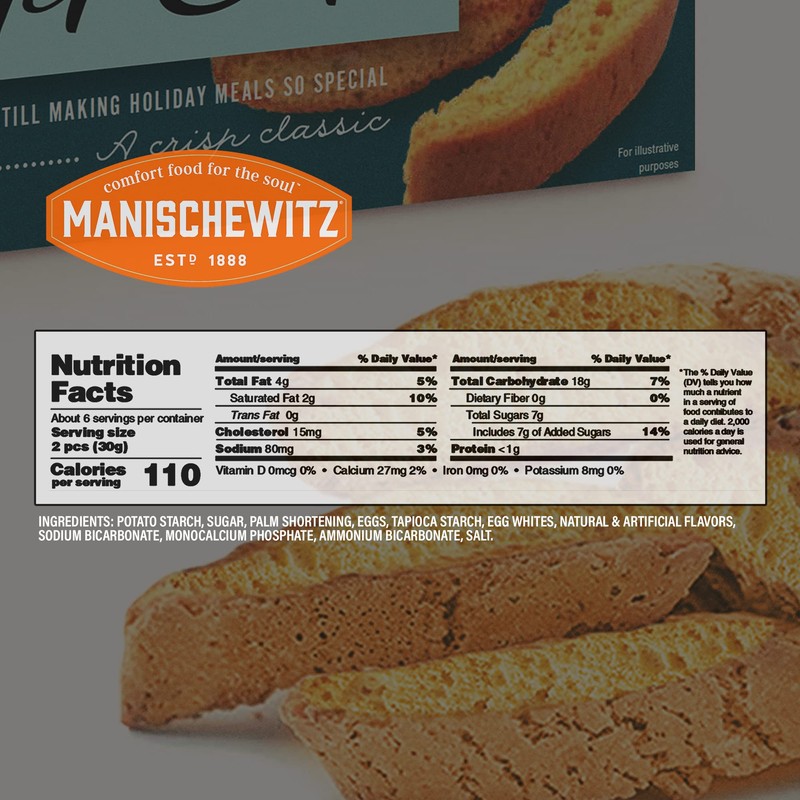 Manischewitz Gluten Free Biscotti Mandel Cuts, 6oz, Dairy Free, Grain