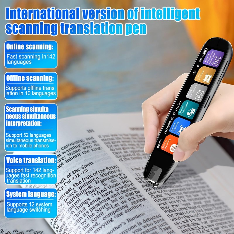 CDIYTOOL Scan Translator Pen, Portable 142 Language Translator Device, Voice