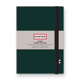 Hunter - Jotter Notebook, 10” X 7” Lined Journal With 208 B5 Size Pages for Work, Journaling, Writing, & Note Taking, Elastic Band & Inside Pocket for Loose Notes, Numbered Sheets, Forest Green