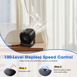 Small Desk Fan with 100 Speeds & Digital Display, 5000mAh Battery, Desktop Fan 220°Adjustable, Ultra-Quiet Hanging Portable Fan, USB Rechargeable Folding Wall Mount Table Fan for Home Office Camping