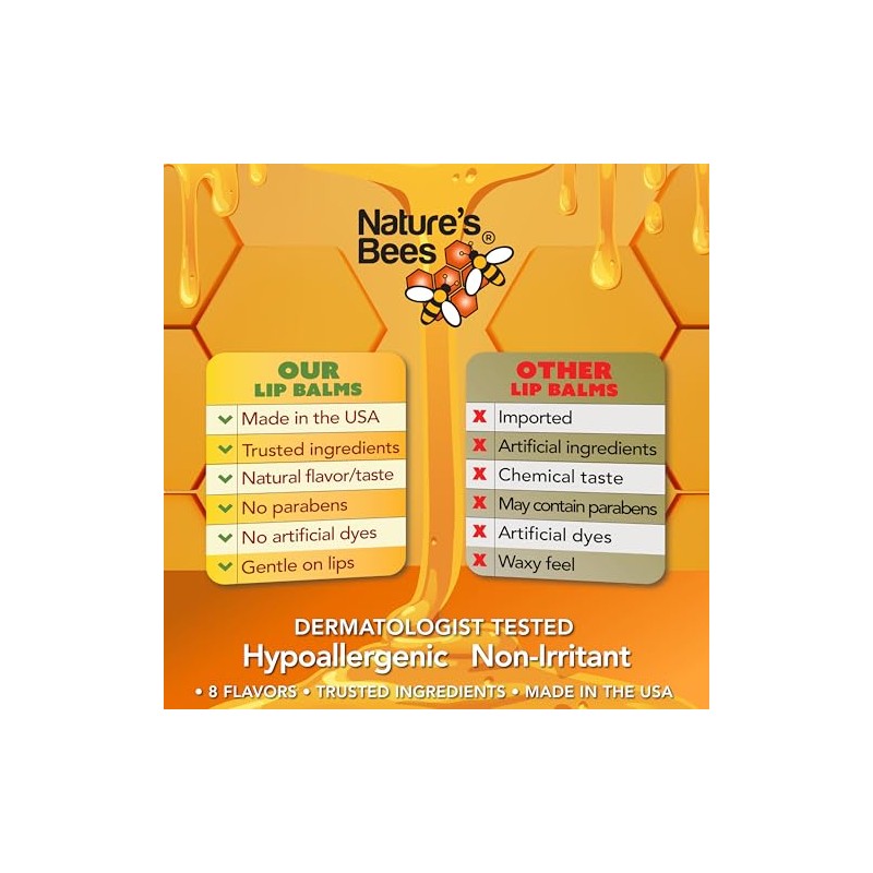 Natures Bees Juego de tubos de bálsamo labial con sabor