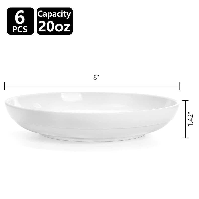 Fasmov Melamine Pasta Bowls, 6 Pack 8 inches 20 Oz