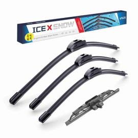 ICEXSNOW® 16"/14"/14"+10" Front and Rear Windshield Wiper Blades Replacement for Toyota FJ Cruiser 2014 2013 2012 2011 2010 2009 2008 2007 (Set of 4) J/U Adapter OE:85242-35040