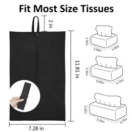 kakaforsa Black Toilet Paper Holder Travel Napkin Holder Reusable Tissue Holder Cloth Tissue Box Cloth Cover Hang Paper Towel Holder Tissue Box Cover Tissue Holder for Car Home Office Desk