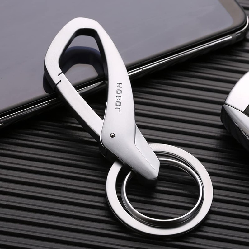 Rockyu Keychain, Men's, Cool Gray, Silver, Black, Carabiner, Hook, Keychain,