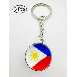 LLBFHH 3 Pcs Philippines Flag Key Chain,Cool Keychain for Car Keys, Stainless Steel Keyrings & Keychains,Used for Home Decoration, Jewelry Hanging Decorations., Philippines, 0.1