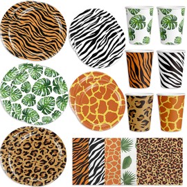 150 Pcs Jungle Animals Party Supplies - Plates, Napkins, Cups for Safari Party Favors (Serve 50)