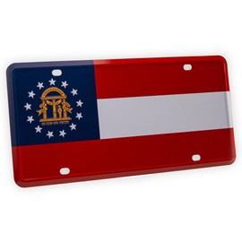 Pickwicks Georgia State Flag License Plate – Embossed Aluminum 6”x12” Metal Tag – Peach State Car Plate for Trucks, SUVs & RVs – Fade-Resistant & Weatherproof (Georgia)