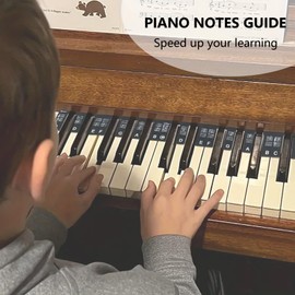 Removable Piano Keyboard Note Labels, Silicone Piano Notes Stickers Guide for Beginner, Reusable 61 Key Full Size Piano Key Music Notes Letter Label (Black)