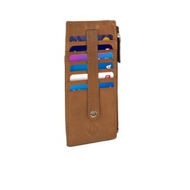 All in One Card Case Holder Slim Wallet With a Card Protection Strap by Leatherboss (Metallic Copper)