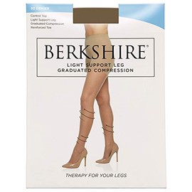 Berkshire Women's Plus Size Relief Light Support Control Top Pantyhose 8101-30 Denier, French Coffee, 3X-4X