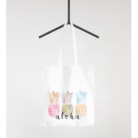 Jute Bag Aloha Ananans Pineapple Summer Cotton Bag Fabric Bag Autiga® White 2 Long Handles