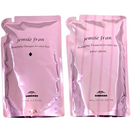 Milbon Gemile Franc Shampoo & Treatment (Diamond & Juicy Glossy) Moisturizing, 13.5 fl oz (400 ml), 14.1 oz (400 g), Refill Set (Includes Yamalife Original Texture)
