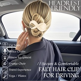 Oneasmot 2-Pack Matte Slim Hair Clips for Thin Hair, Secure & Comfortable Headrest-Friendly Flat Banana Claws for Driving, Office Chairs & Fitness, White & Amber