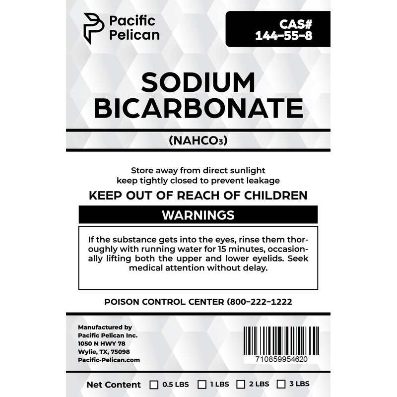Pacific Pelican's Sodium Bicarbonate (Baking Soda) NaHCO3 - Multi-Use: Baking,