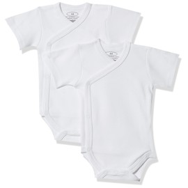 Playshoes Unisex Children's Wrap Bodysuit Baby Toddler Bodysuit, white 1/4-sleeve 2 pack