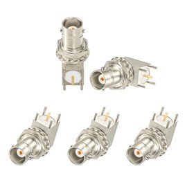 Superbat BNC Connector 50ohm BNC Female Jack Connector 5Pcs BNC Bulkhead 90 Degree Solder PCB Mount Right Angle RF Connector for CCTV Module Broadcast Test Board PC/LAN Board etc.