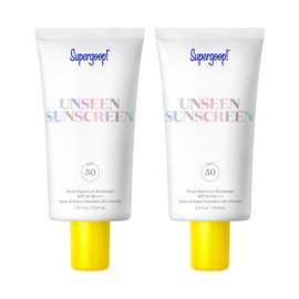 Supergoop! Unseen Sunscreen SPF 50 Invisible Sun Protection for Face - Broad Spectrum Face Sunscreen + Makeup-Gripping Primer - Weightless, Scentless, Oil Free - All Skin Types - 2.5 fl oz, 2 Pack