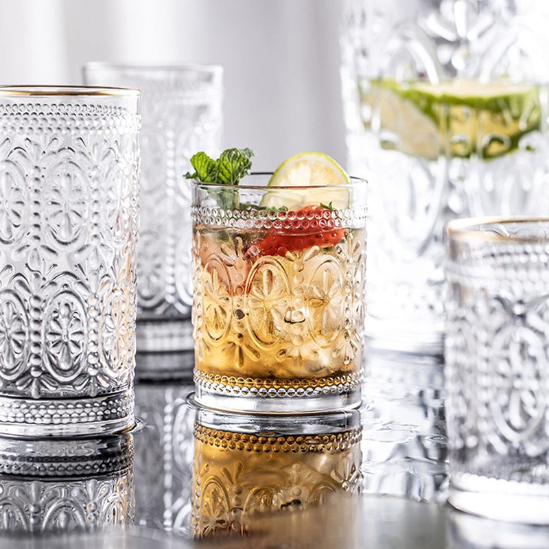 Bekith 6 Pack Drinking Glasses, 9.5 oz Romantic Water Glasses